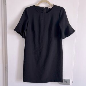 Ann Taylor Loft Black Shift Dress with ruffle sleeves LBD size 2P petite